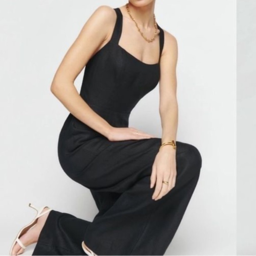 Reformation Autumn Linen Jumpsuit In Black - Picture 2 of 8
